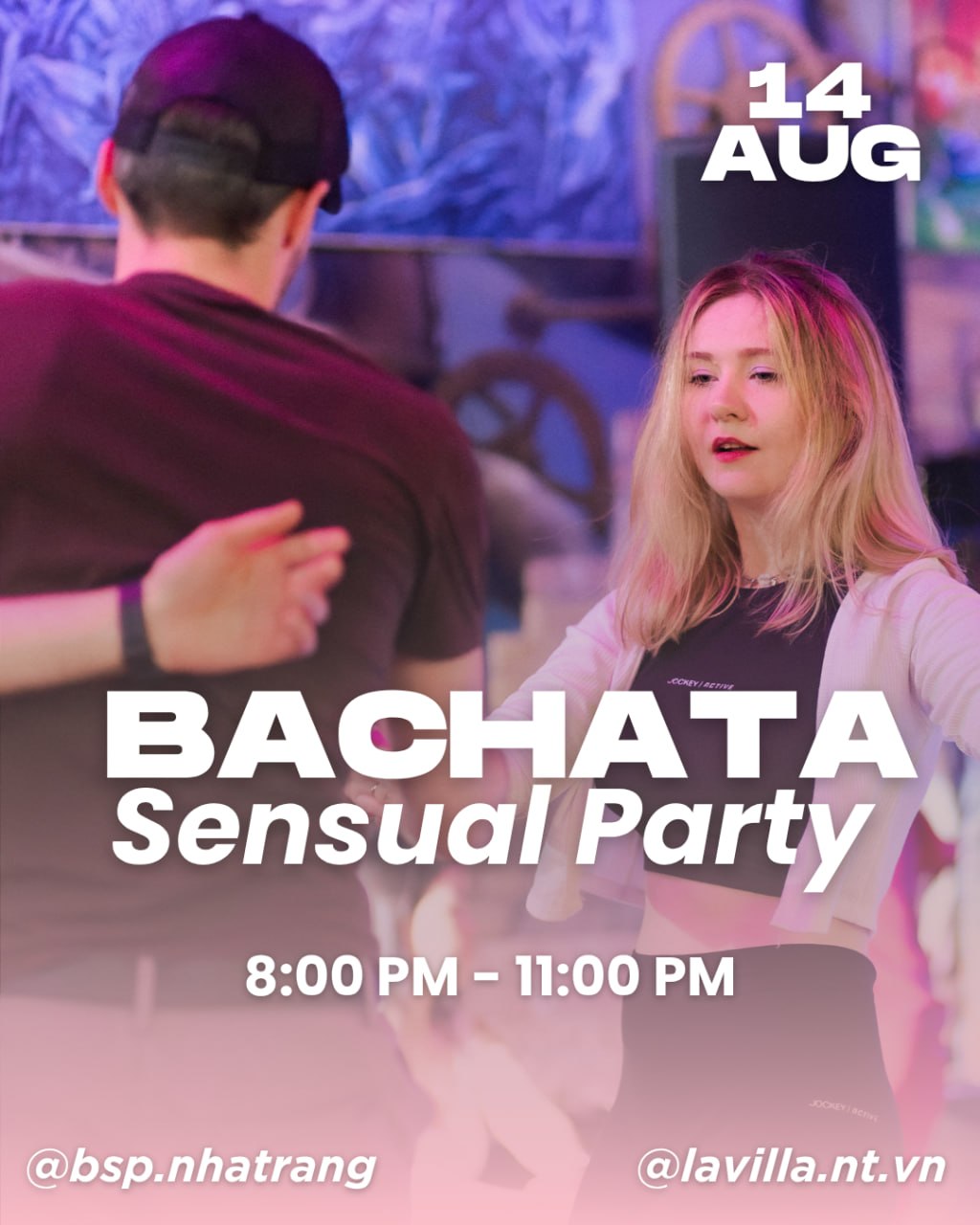 Вечеринка бачаты в пятницу, 14 августа, с 20:00 до 23:00