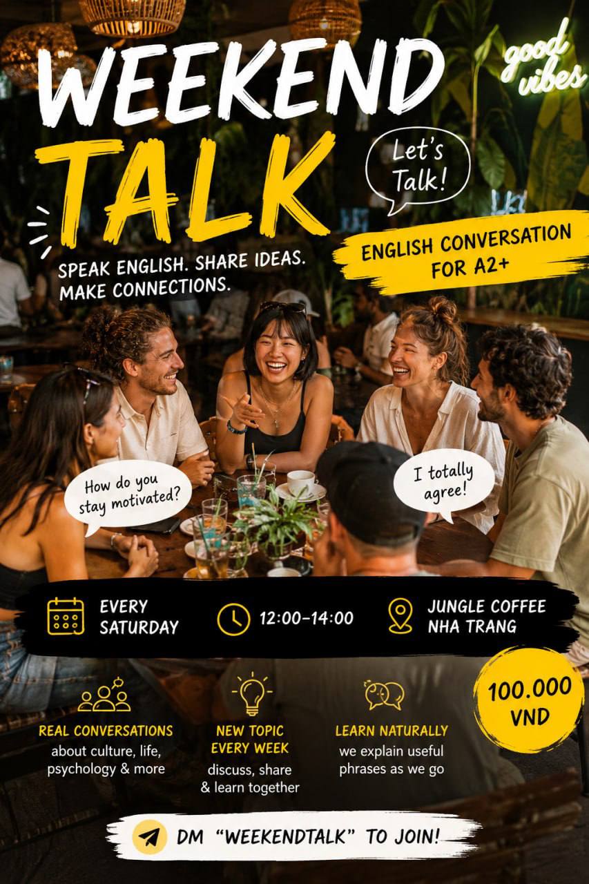 Разговорный клуб по субботам в кафе Jungle Coffee в Нячанге