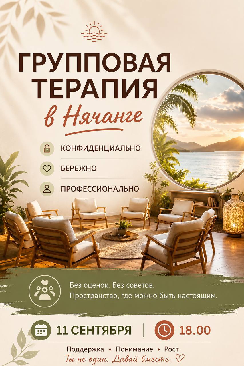 Еженедельная конфиденциальная группа поддержки в Нячанге, где можно говорить о важном…