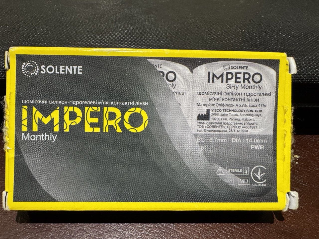 Продаются контактные линзы Solente Impero Monthly, силикон-гидрогелевы