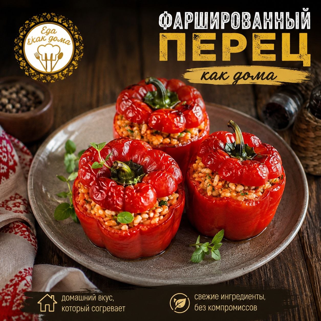 Предлагаются фаршированные перцы, приготовленные в домашних условиях.