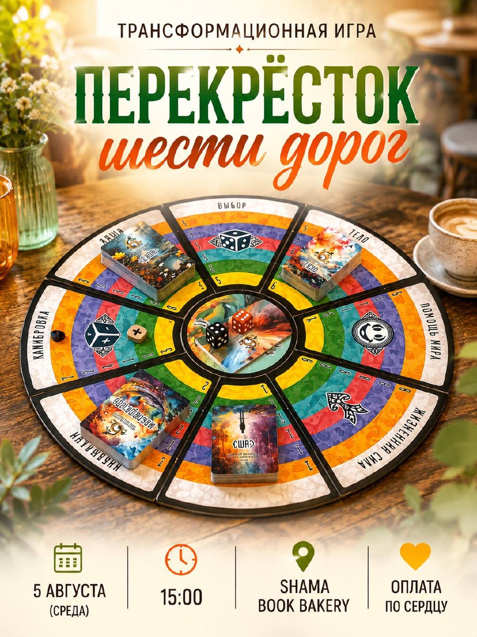 Трансформационная игра «Перекрёсток шести дорог» пройдёт 5 августа в 18:00 в кофейне…