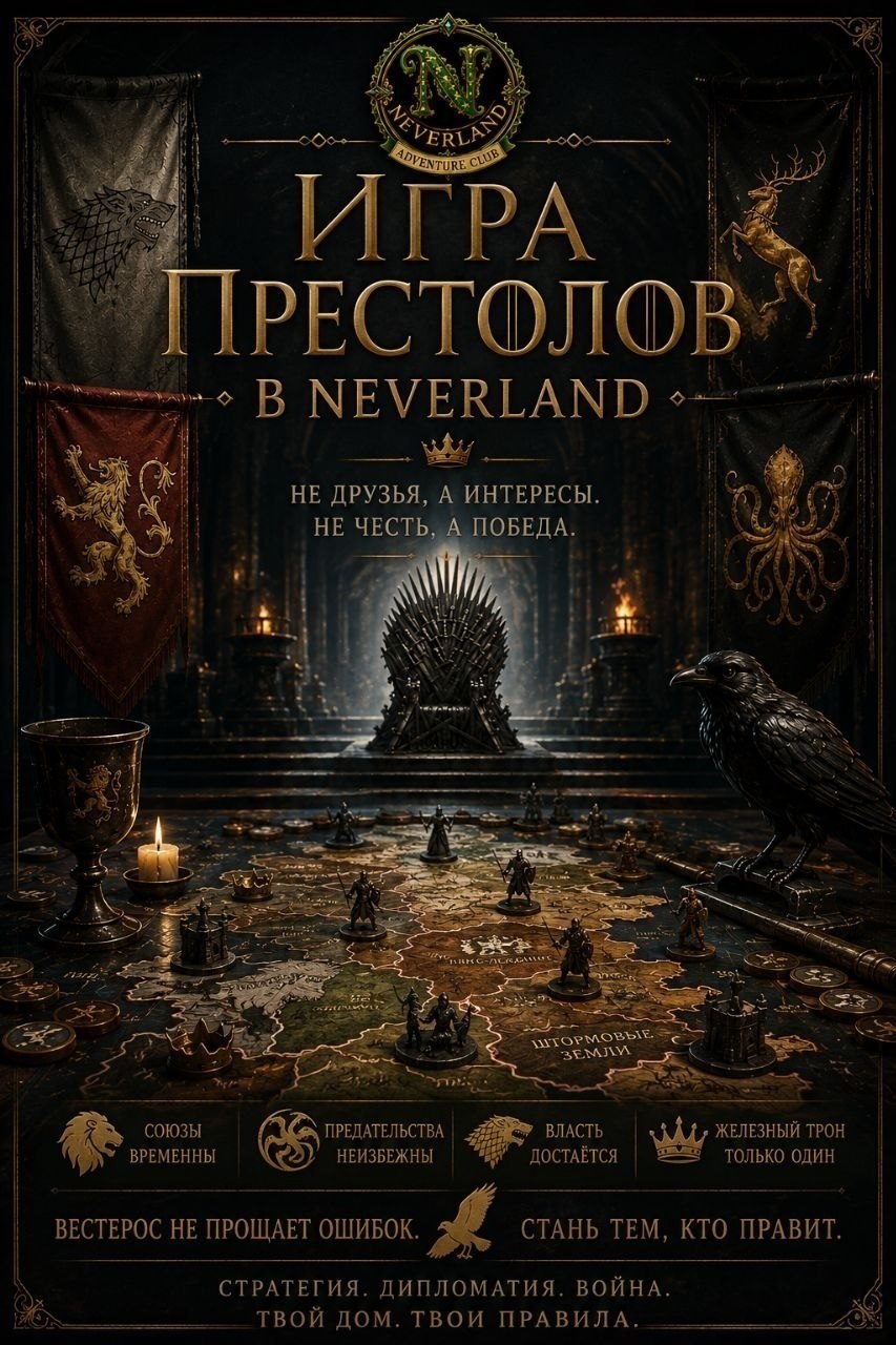 В пятницу 7 августа в клубе NEVERLAND пройдёт игра «Игра Престолов»…