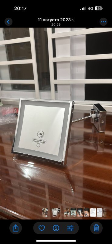 Фото 2: Продаётся новое зеркало косметическое Hafele с LED-подсветкой, увеличение 3x, настенное…