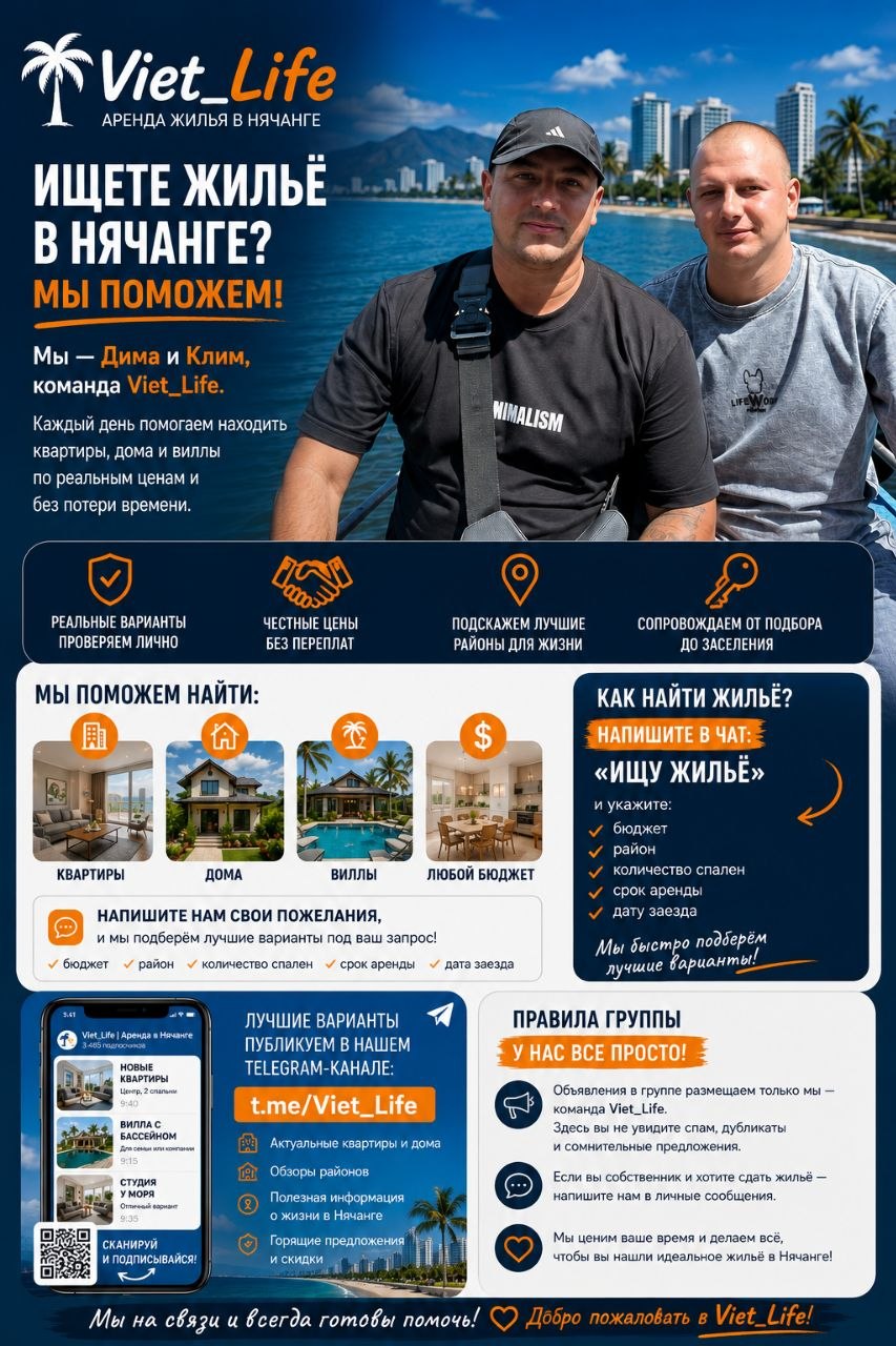 Команда VietLife помогает русскоязычным жителям и гостям Нячанга находить жильё по…