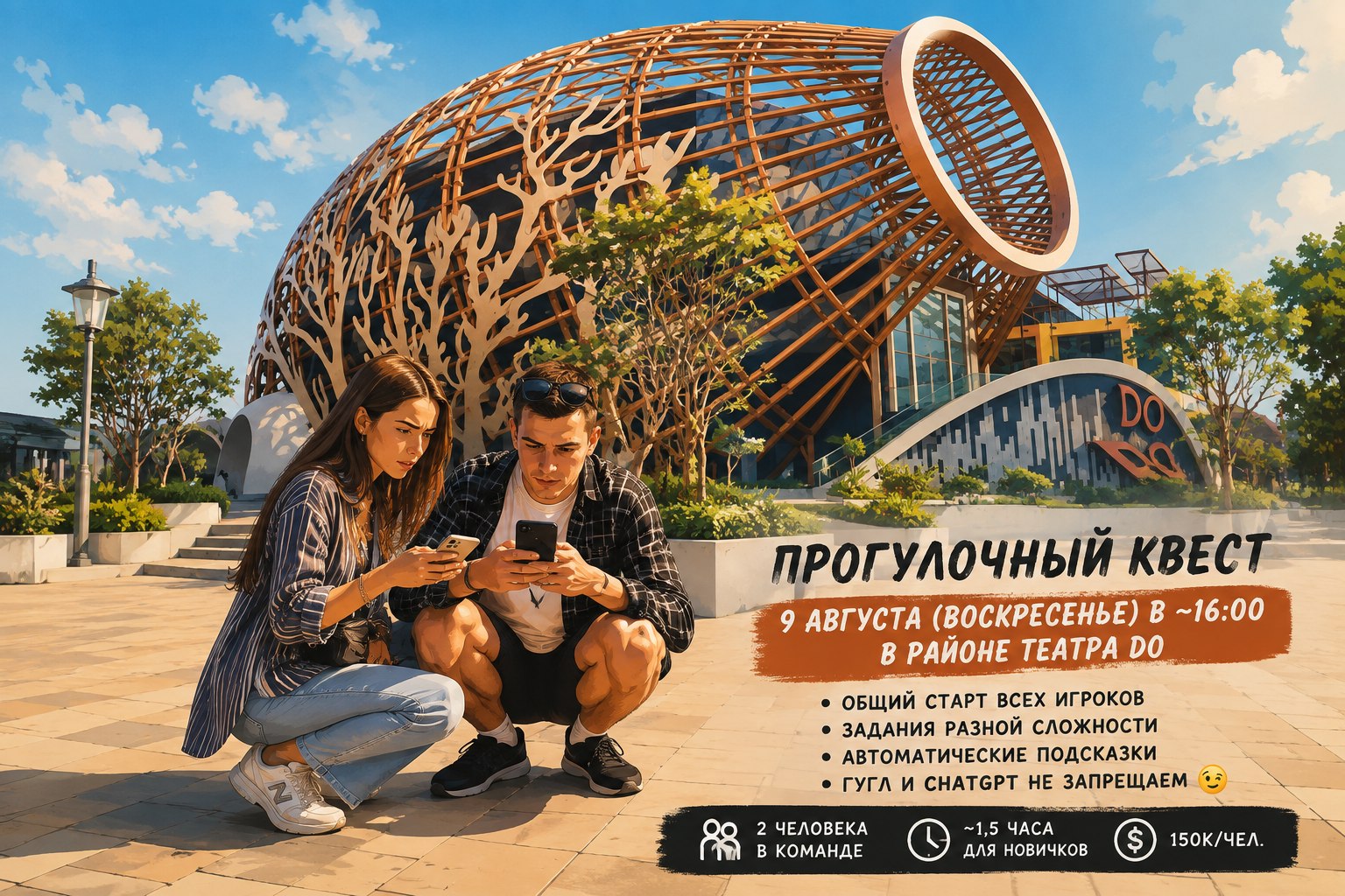 9 августа в 16:00 в районе Театра Do состоится пешеходный квест