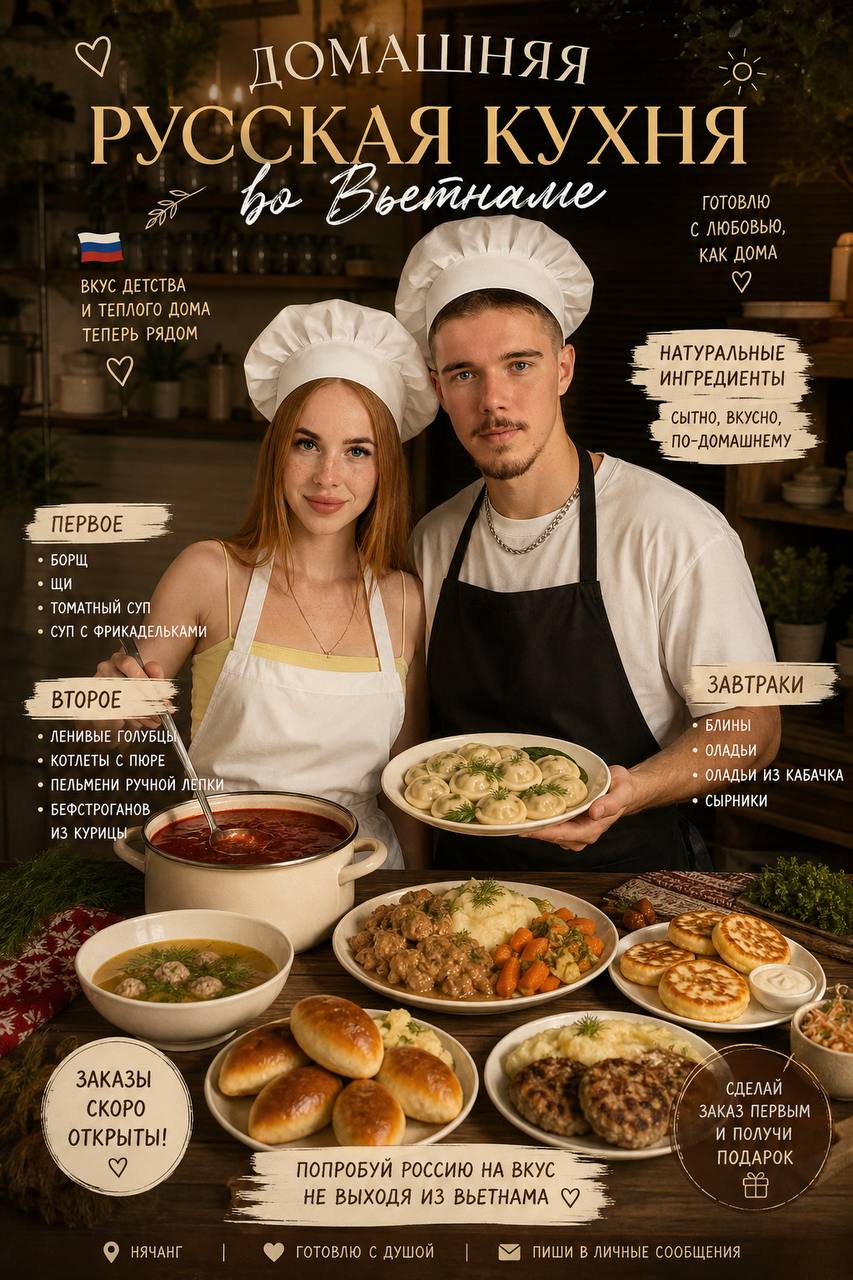 Предлагаю домашнюю русскую кухню в Нячанге: борщ, щи, котлеты с пюре…