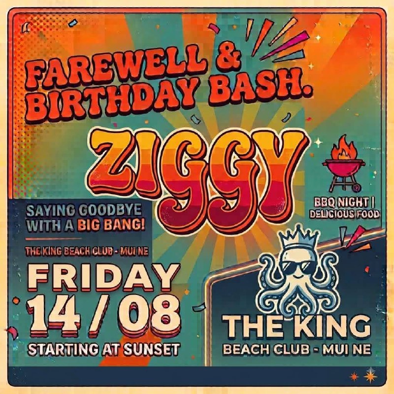 Анонс прощальной вечеринки в честь дня рождения в The King Beach Club, Муйне.