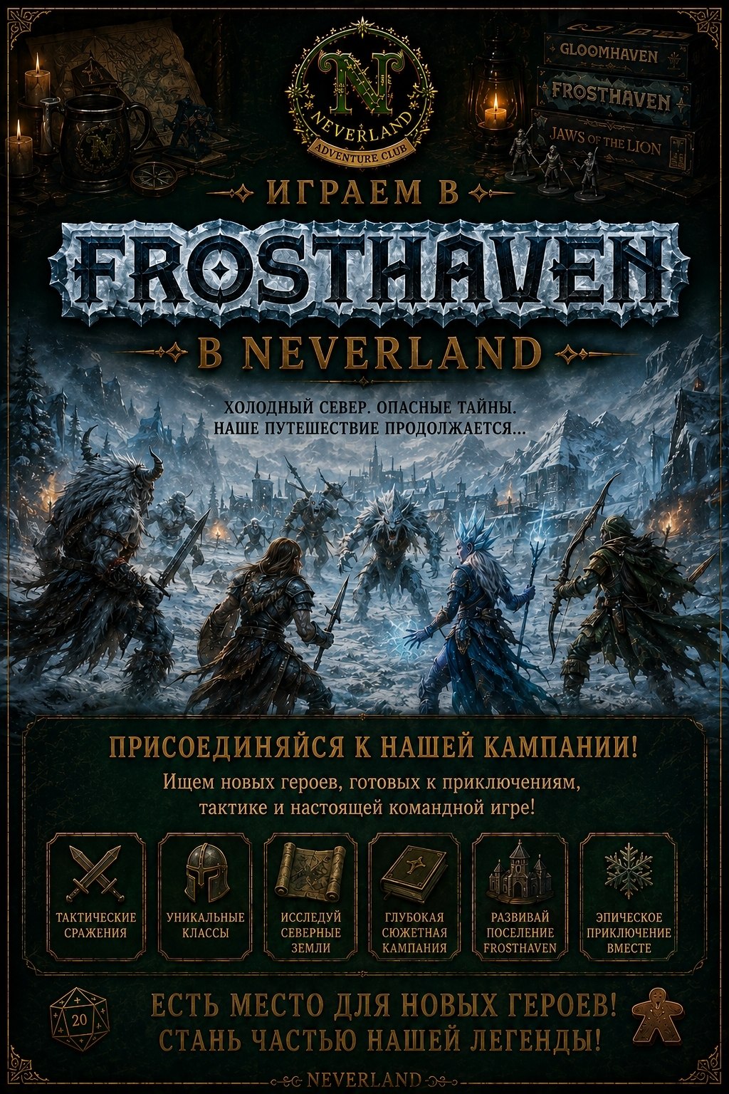Ищем новых игроков в кампанию Frosthaven в клубе NEVERLAND
