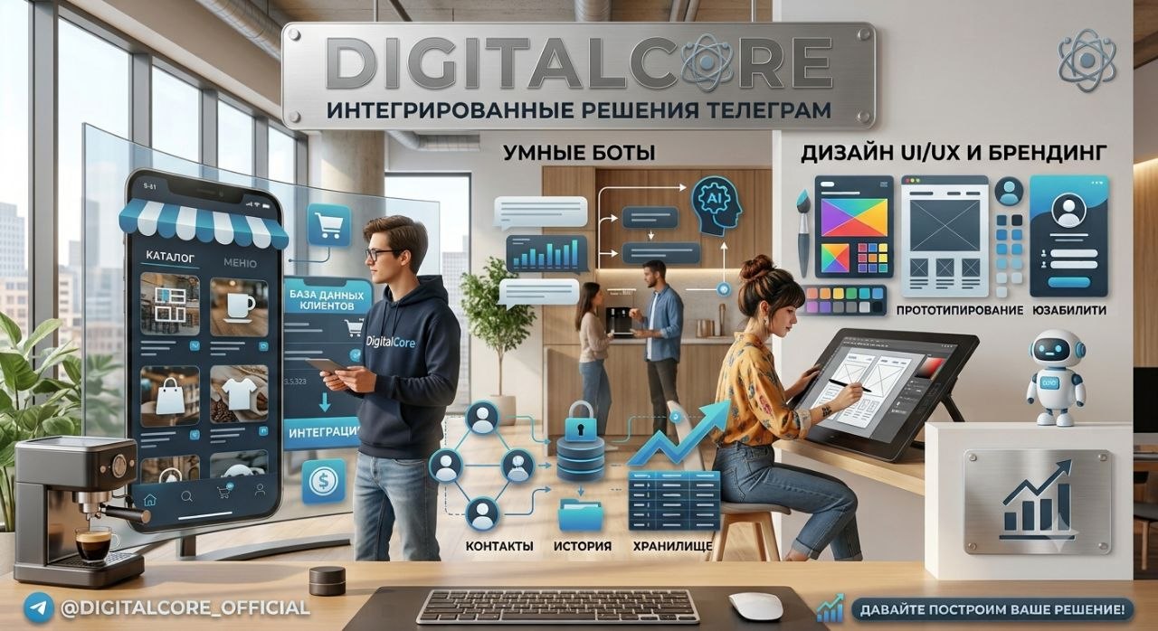 Предлагаем разработку Telegram Mini Apps, UX/UI дизайна, сервисных ботов, баз данных и…
