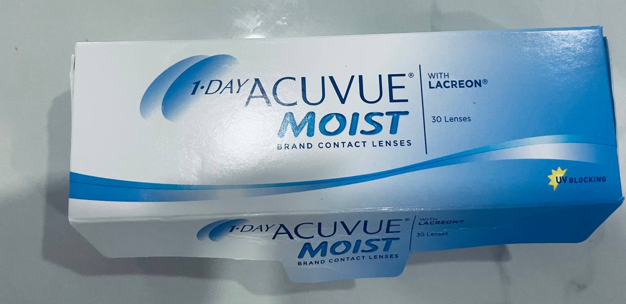 Однодневные линзы Acuvue, диоптрии +1, в коробке 28 штук (без двух лин