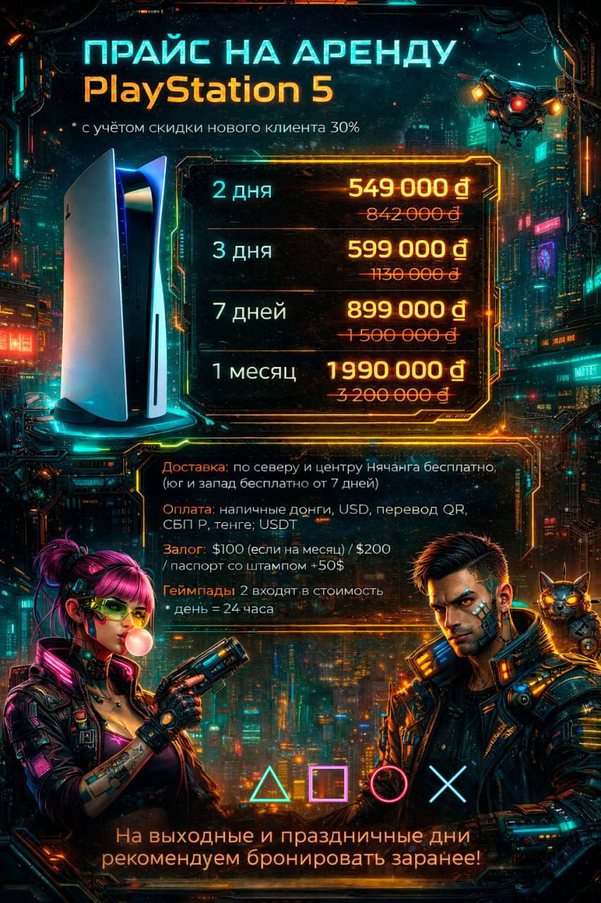 Аренда PlayStation 5 и PlayStation 4 Pro в Нячанге
