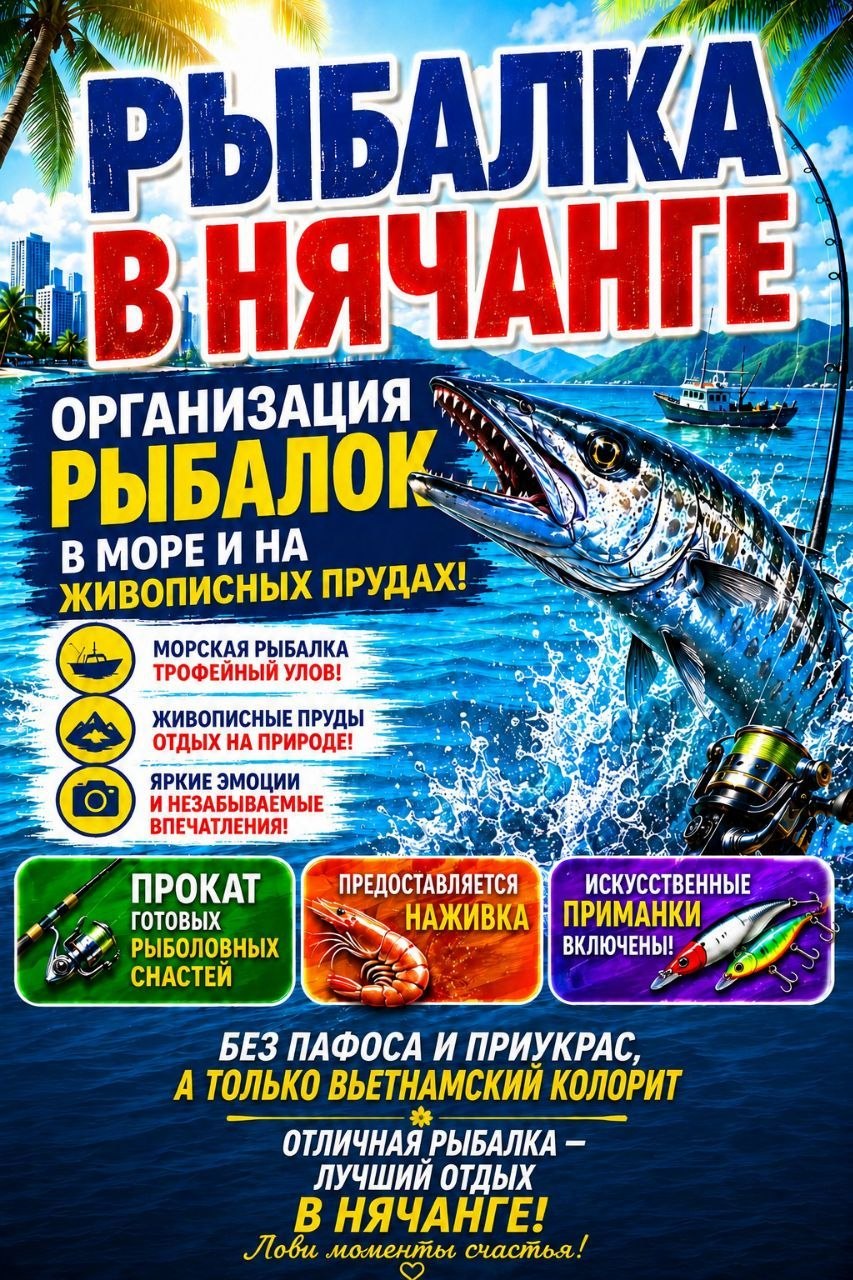 Организация морской и озёрной рыбалки в живописных местах Вьетнама…